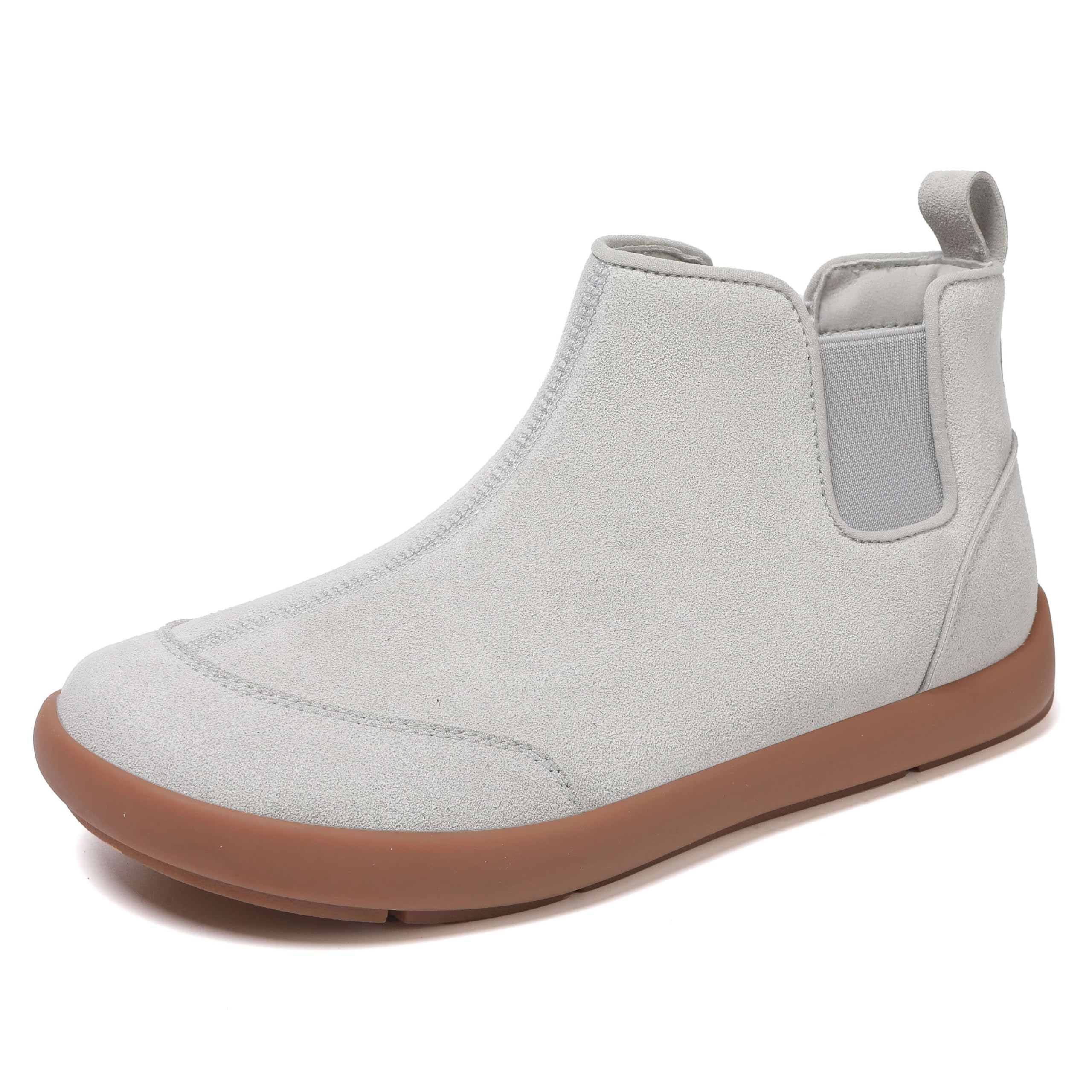 UBFEN Womens 100 Genuine Suede Leather Chelsea Ankle Boots Slip On Comfortable Winter Outdoor Warm Boot