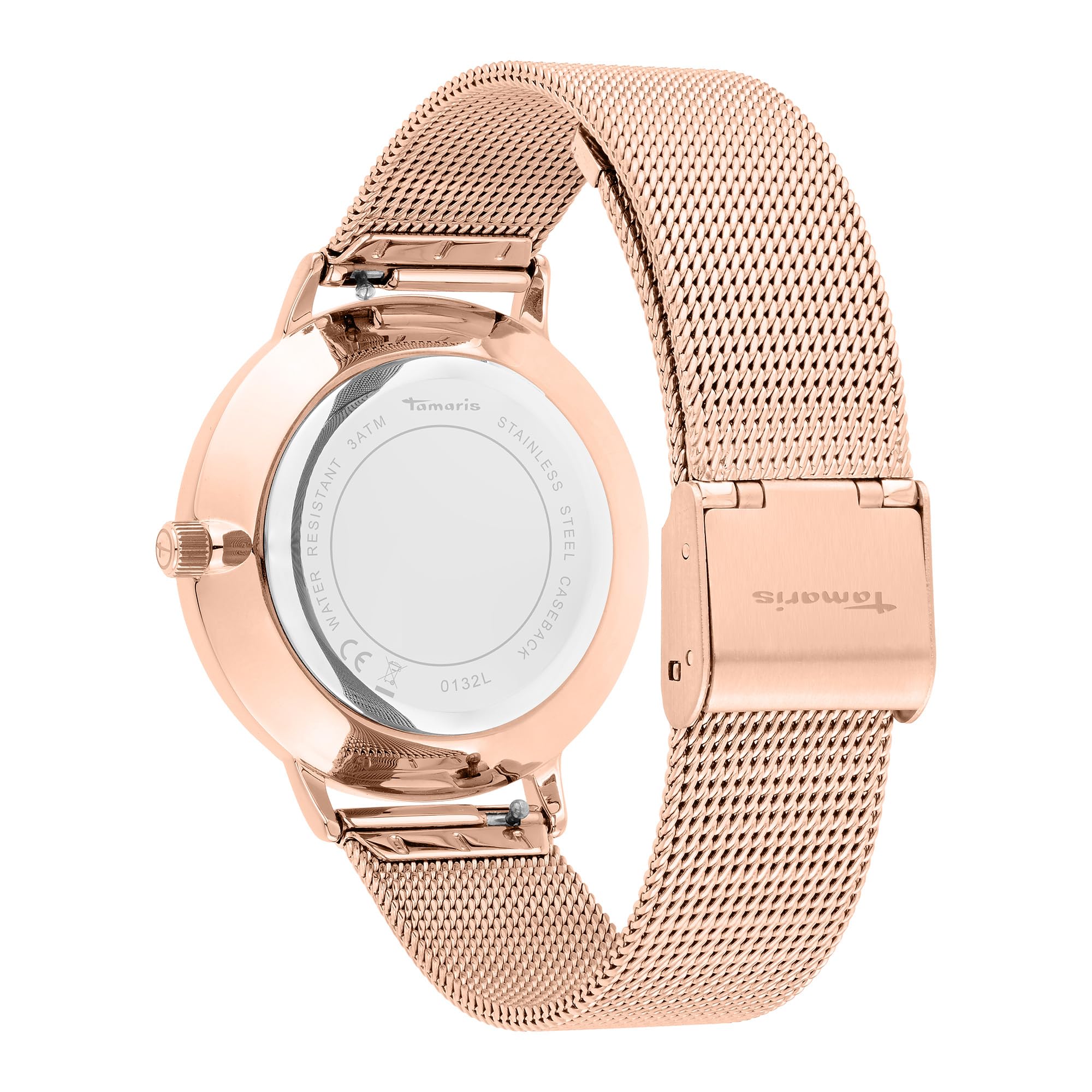 Tamaris Armbanduhr Damen Quarzuhr Analog 36mm, mit Edelstahl Armband, Glitzer, 3 ATM Wasserdicht
