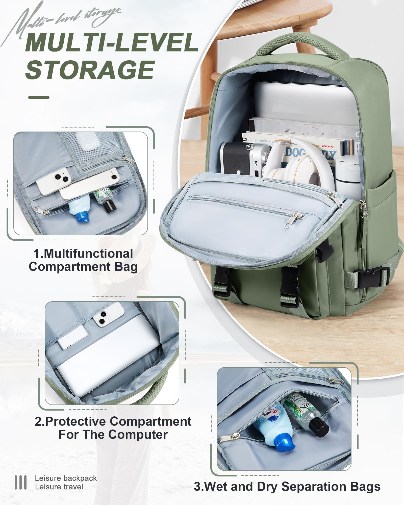 BJLFS Borse da Cabina per Ryanair 40x20x25 Bagaglio a Mano Zaino Borsa Zaino da Viaggio, Zaino da trekking,Zaino Easyjet 45x36x20,Zaino Casual per laptop da 14 pollici per scuola