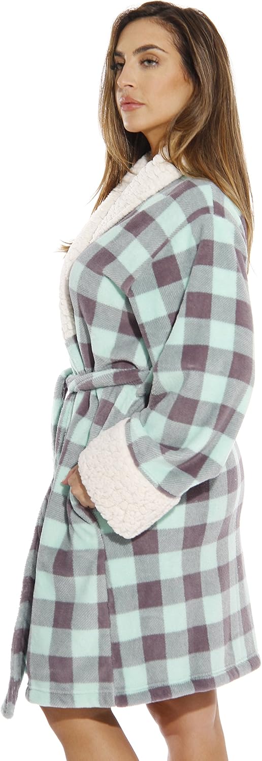 Just Love Sherpa Trim Plush Robe for Women - Image 2