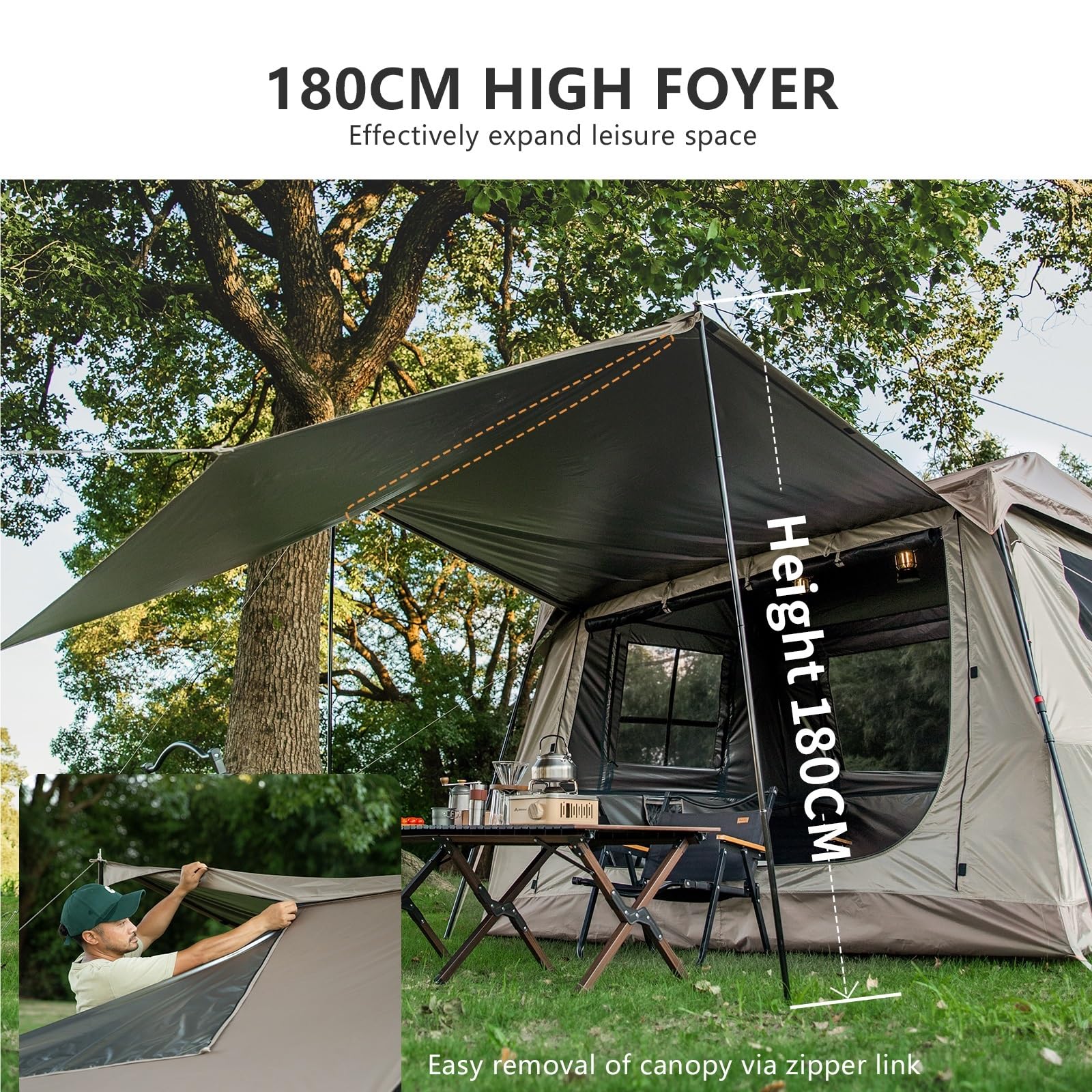 Angelzelt One-Touch-Ridge-Zelt for 3–4 Personen, automatisches Familiencamping im Freien