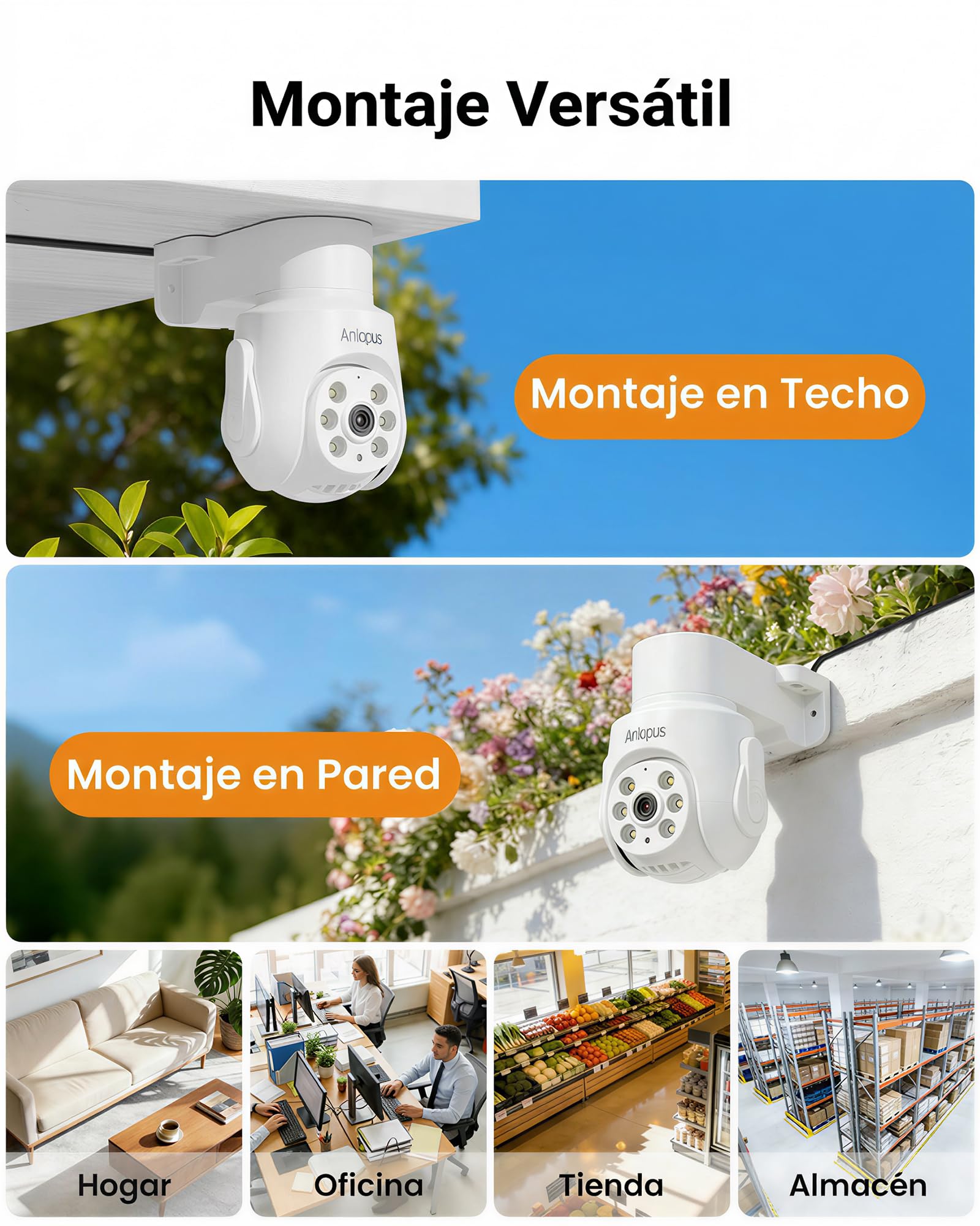 Anlapus C280 5MP Cámara de Seguridad Adicional para CCTV DVR Kit de Videovigilancia, Detección de Persona/Vehículo, Grabación de Audio