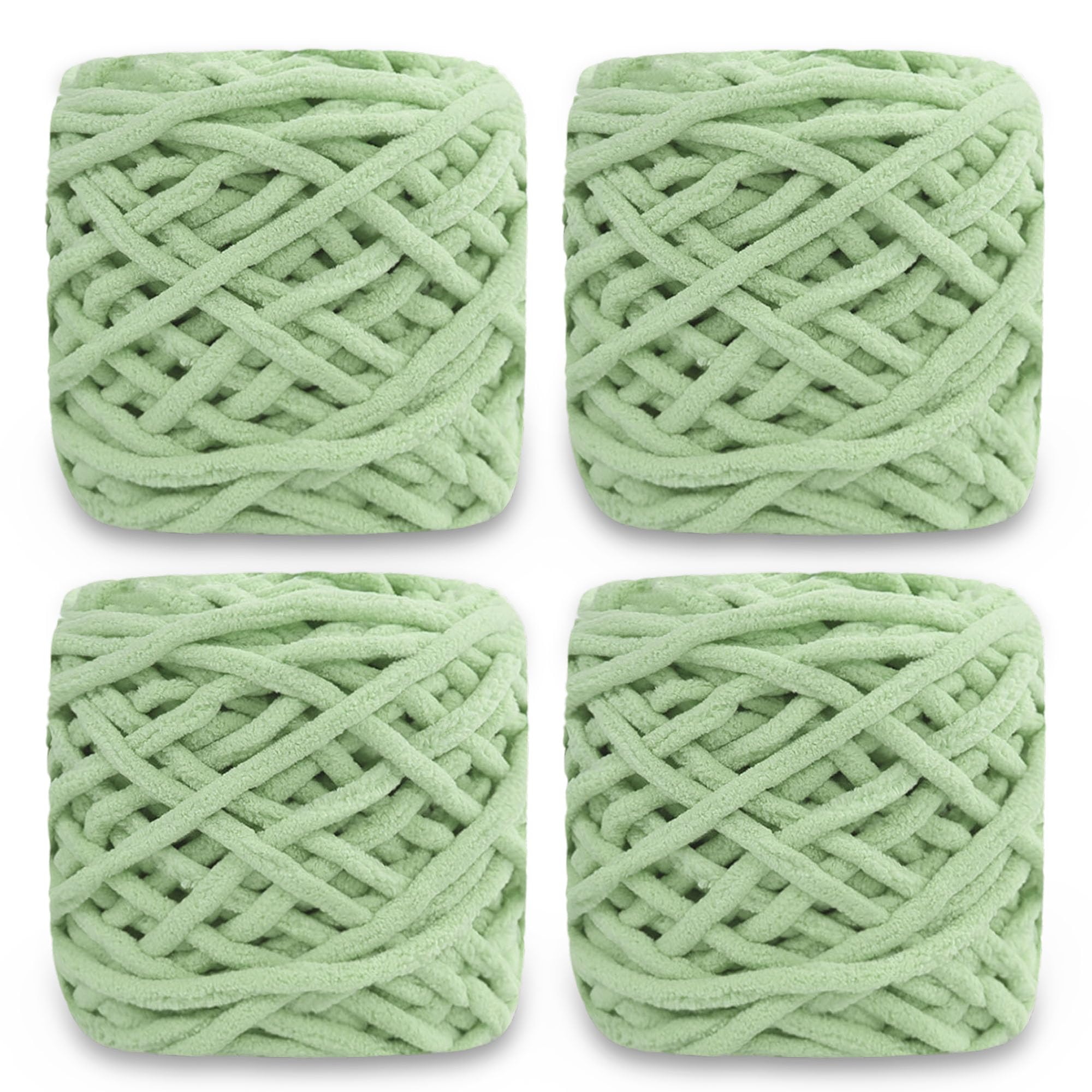 Yarnger Chunky Chenille Yarn 4 x 100g, Soft Yarn for Crochet & Knitting