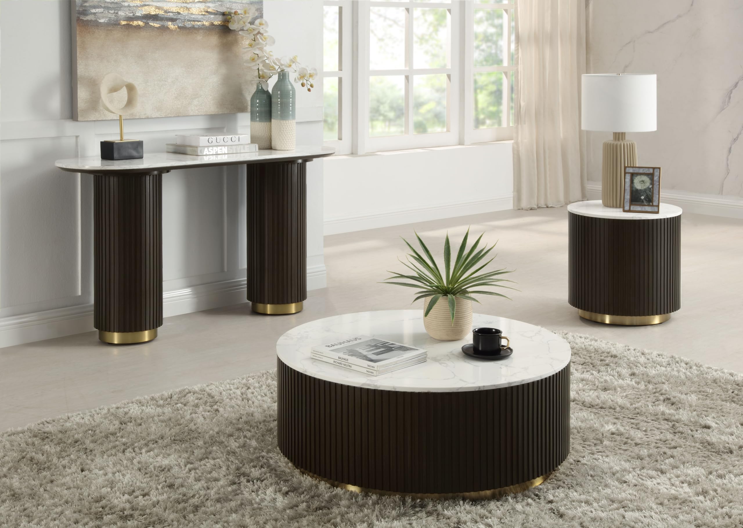 Amazon.com: Acme Clayten Wood & Artificial Marble Coffee Table in