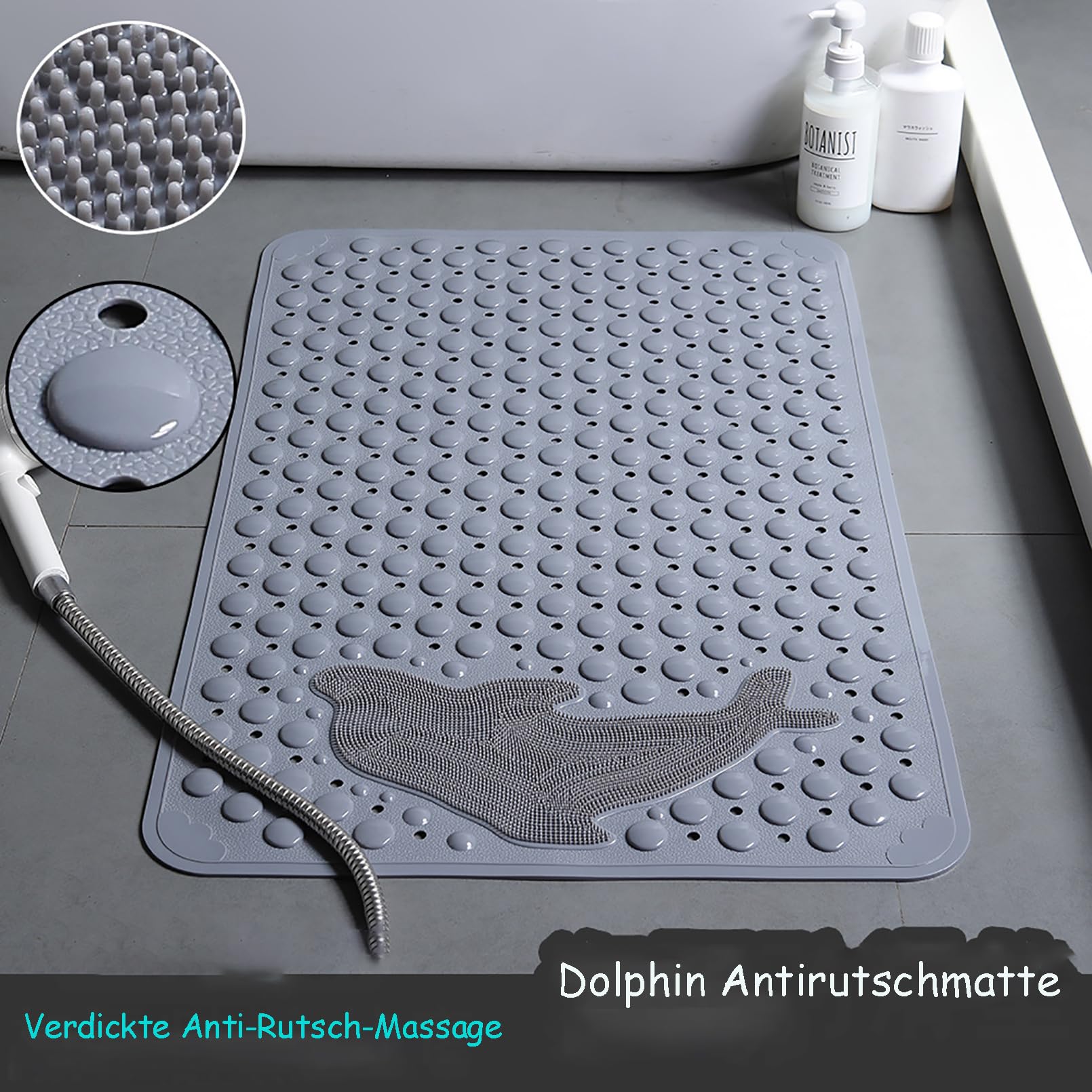 Quadratische Duschmatte 81,3 X 81,3 Cm – Rutschfest, Weich, Mit Abflusslöchern, Schnell Trocknend