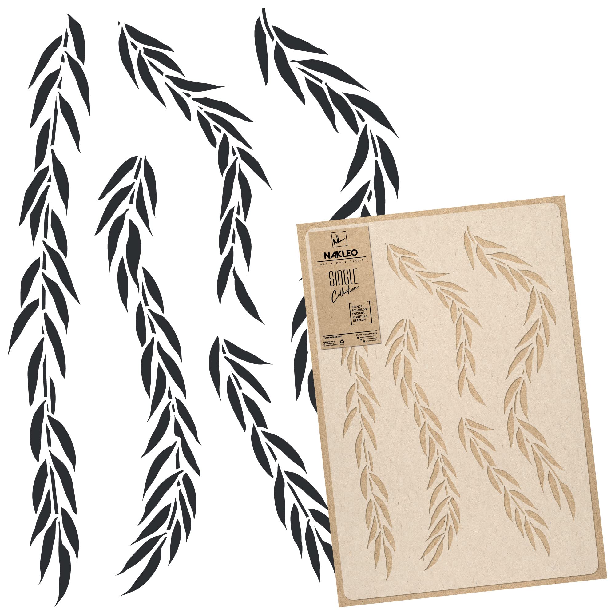 NAKLEO Floral Large Wall Painting Stencil 59x95 cm, Weeping Willow Branch Leaves Pattern, Reusable Plastic Template, DIY Art and Craft Home Decor, Floor Wood Fabric Furniture