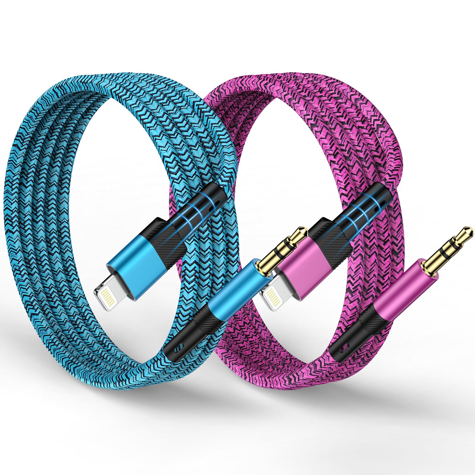 [Apple MFi Certified] Lightning to 3.5mm Aux Cord for iPhone, 2Pack/3.3ft Aux Cord Audio Cable for Car Headphone Home Speaker Stereo Compatible with