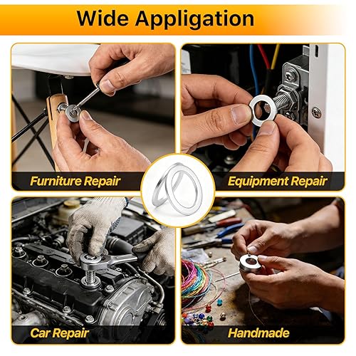 Miniatura 7 de Nuepuxo 720 tapones de drenaje de aceite para arandela de trituración, 18 tamaños, surtido de juntas de drenaje de aceite de aluminio, arandelas