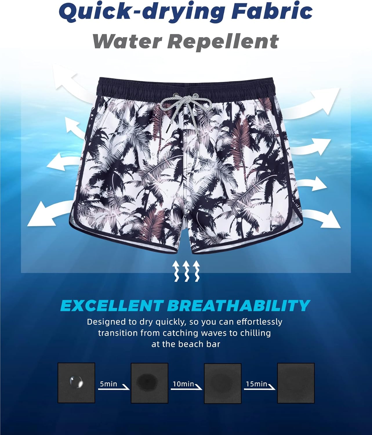 SURF CUZ Mens Swim Trunks 5" Swim Shorts Vintage Bathing Suits with Mesh Lining 80s 90s Retro Swimwear Board Shorts - Image 4