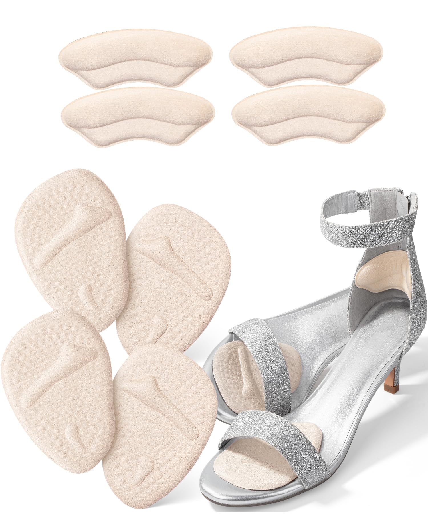 Dr. JK- Metatarsal Pads Women, 8pcs, Beige, Heel Pads for Shoes Women, Ball of Foot Cushions