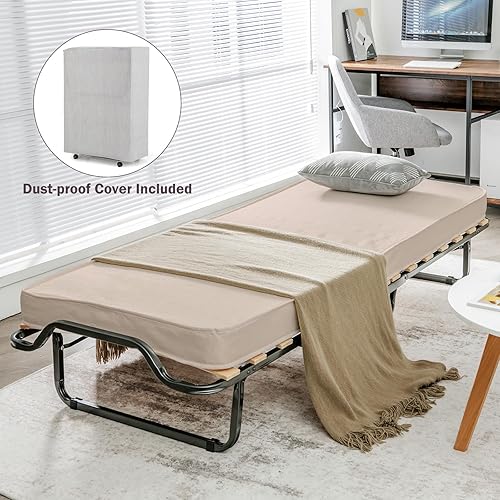 Miniatura 7 de Giantex Cama plegable plegable plegable con colchón de 4 pulgadas cama plegable portátil para adultos con funda de almacenamiento cama plegable con