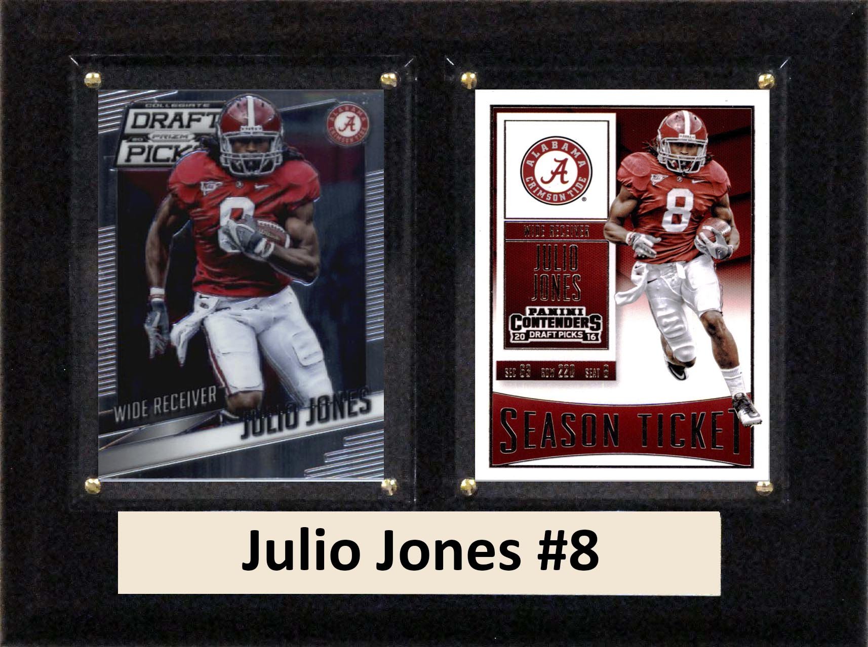 C&I Collectables NCAA Alabama Crimson Tide Men's Julio Jones Two Card Plaque, Brown, 6