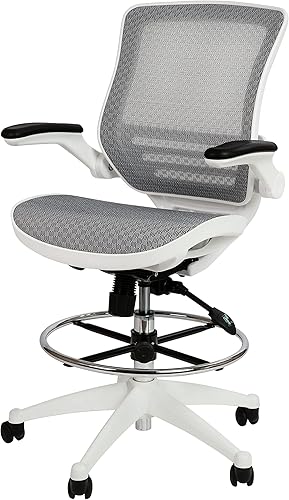 Miniatura 11 de Flash Furniture Waylon - Silla de oficina giratoria de respaldo medio con anillo ajustable para el pie y altura del asiento, silla ergonómica de
