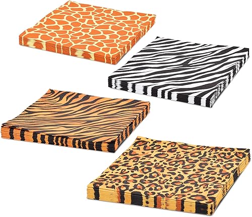 Miniatura 3 de Servilletas de papel con estampado de animales Jungle Safari para fiestas y eventos temáticos de safari, 3 capas, paquete de 48