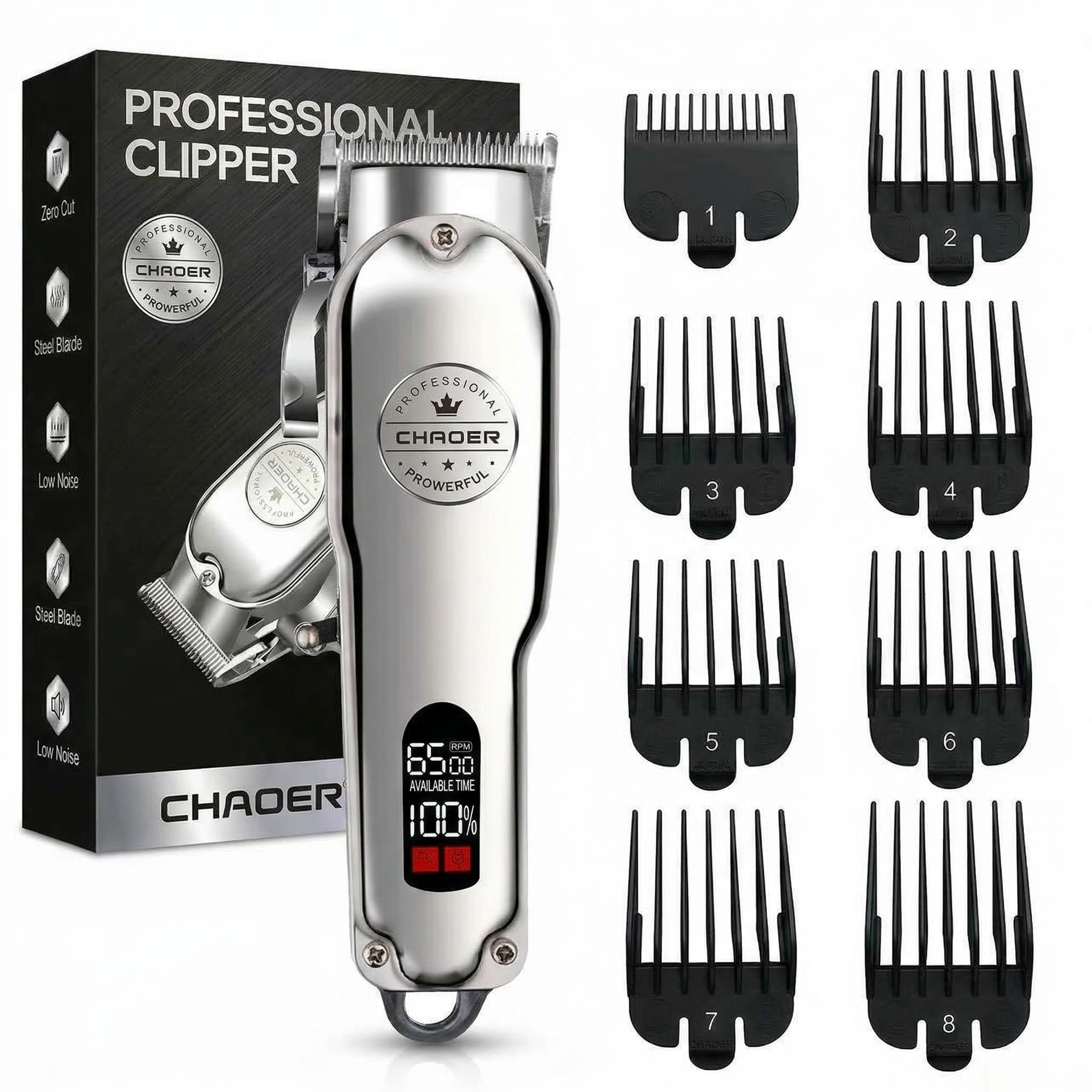 Oryzon ProTrim 2.0 Haarschneider, Trimmer Herren mit LCD-Anzeige und Edelstahlklingen für Präzise Konturen und Übergänge bei Haar und Bart