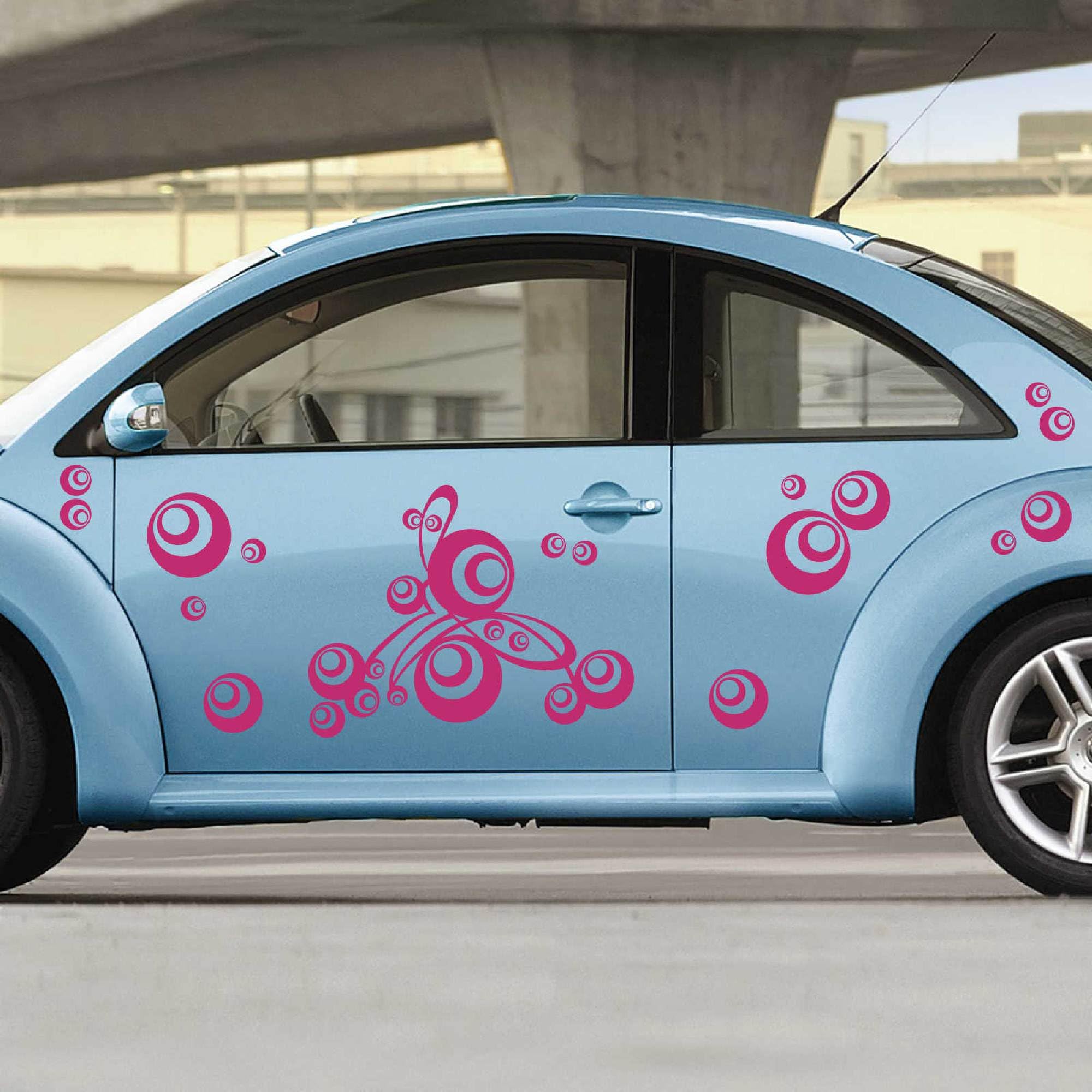 A128 - Set di adesivi per auto XXL "Retro Swirl", foglio 180 x 60 cm, motivo telemagenta (disponibile in 49 colori)