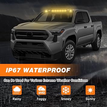 3Pcs LED Cab Marker Lights, Smoked Lens Amber Cab Roof Clearance Lights Compatible with Silverado/Sierra 1500 2500 2500HD 3500 3500HD 2014 2500HD 3500HD 2007-2013 (Smoked Amber)