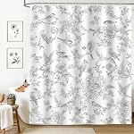 Farmhouse Vintage Long Shower Curtain Sage Green Floral Birds Shower Curtains for Bathroom Decor Bathtub Light Weight Washable Waterproof Fabric with 12 Hooks 72 X 72 Inch