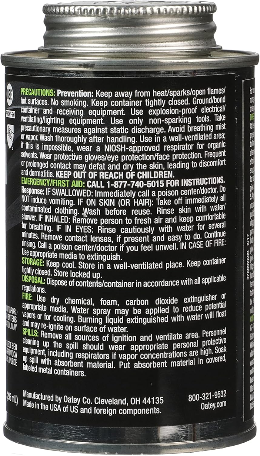 Oatey 32192 Fusion One-Step Self-Priming Medium-Bodied PVC Cement, 10 oz, Clear