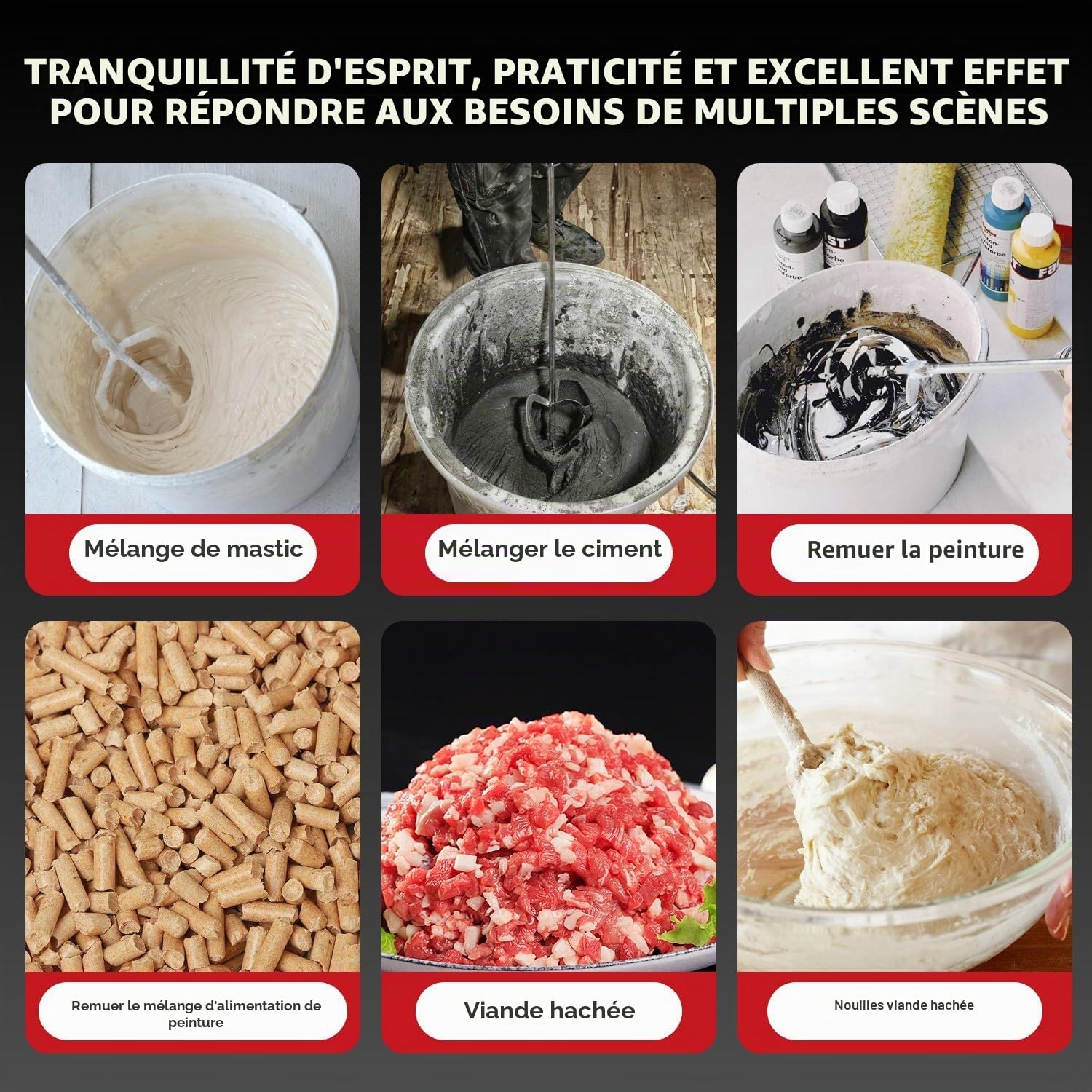 ONEVAN malaxeur mortier sans fil, 40V mélangeur à béton sans balais avec 2 batteries de 4000 mAh, 6 vitesses, emmanchement M14, mélangeur electrique pour peinture, béton, ciment et mortier