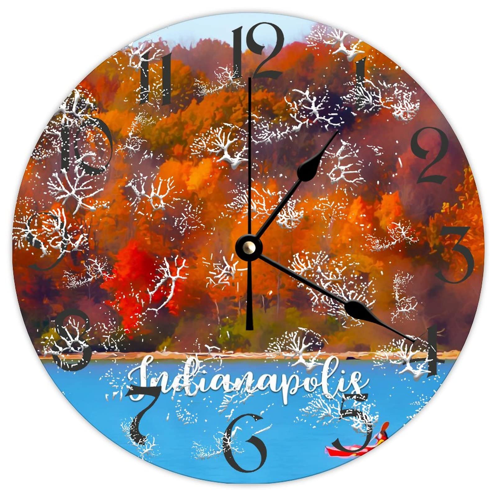 Cadeau rétro : horloge murale en bois Indianapolis classique