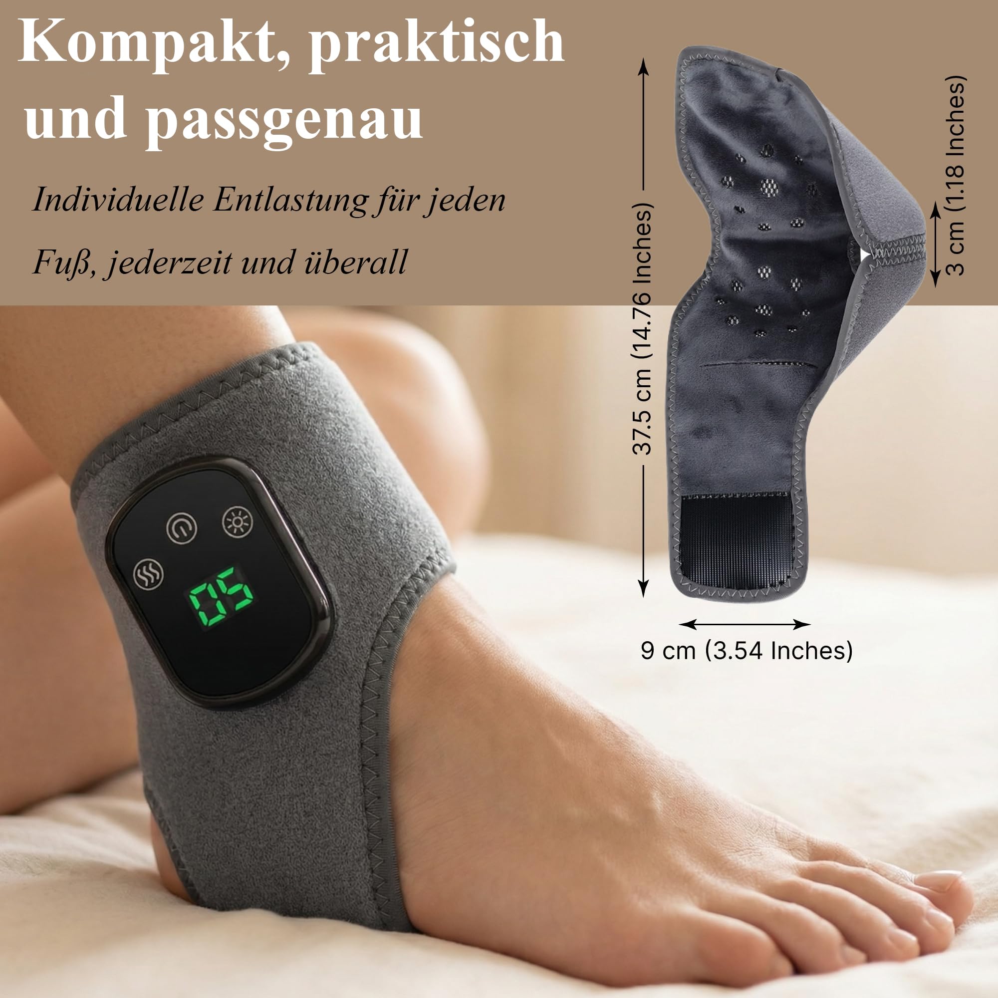 neurocur VitalPulser 3-in-1 Massager Fußmassager Elektrisch – 3 Massage-Modi & 5 Wärmestufen, Tragbar, Kabellos, Perfekt für Zuhause und Unterwegs (Schwarz)