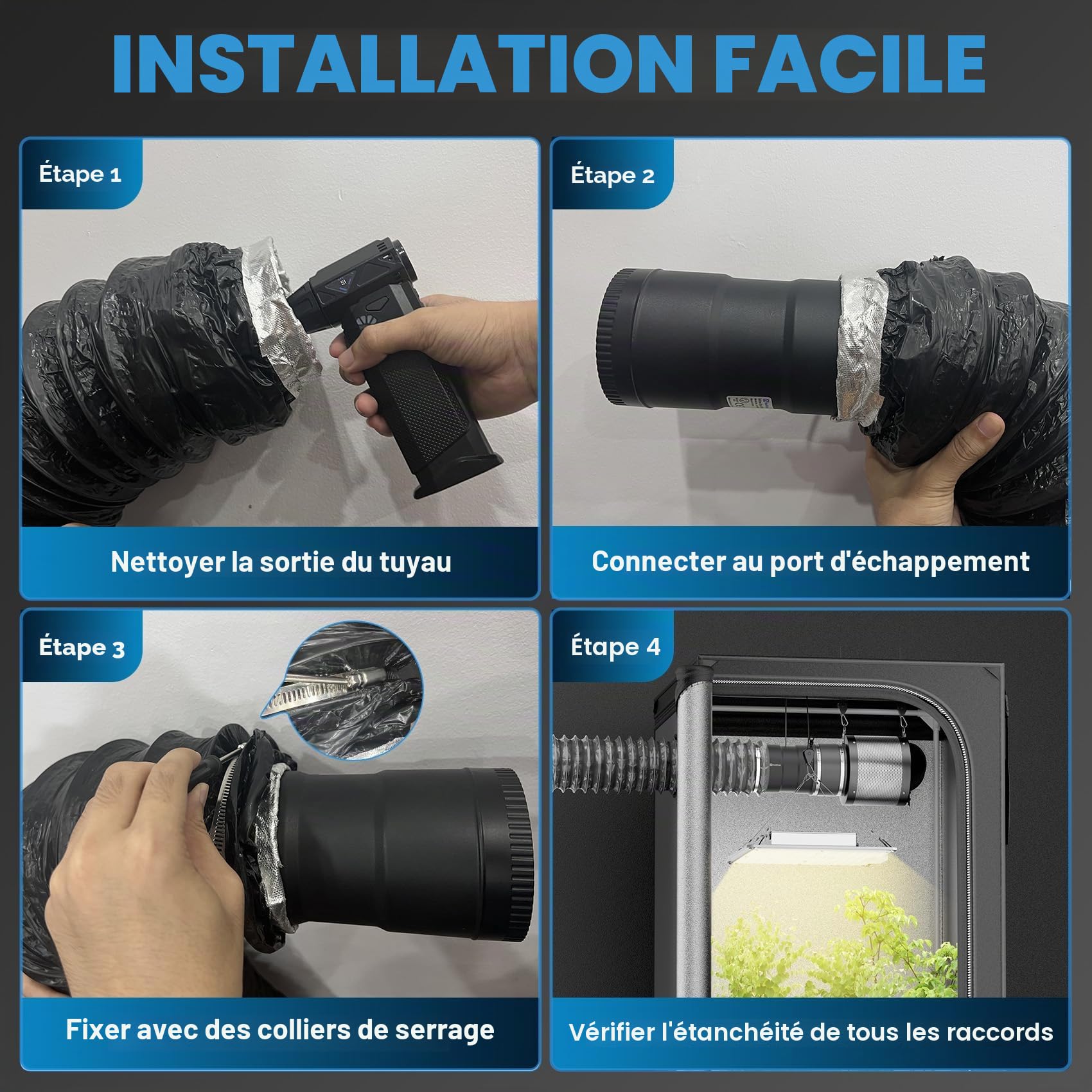 Hon&Guan Tuyau d'évacuation d'air en Aluminium - Isolant Thermique et Acoustique 105-110 mm Conduit Tube de Ventilation Flexible pour Climatisation, Aérateur, Sèche-linge, Hotte (ø 100 mm*1.2 m)
