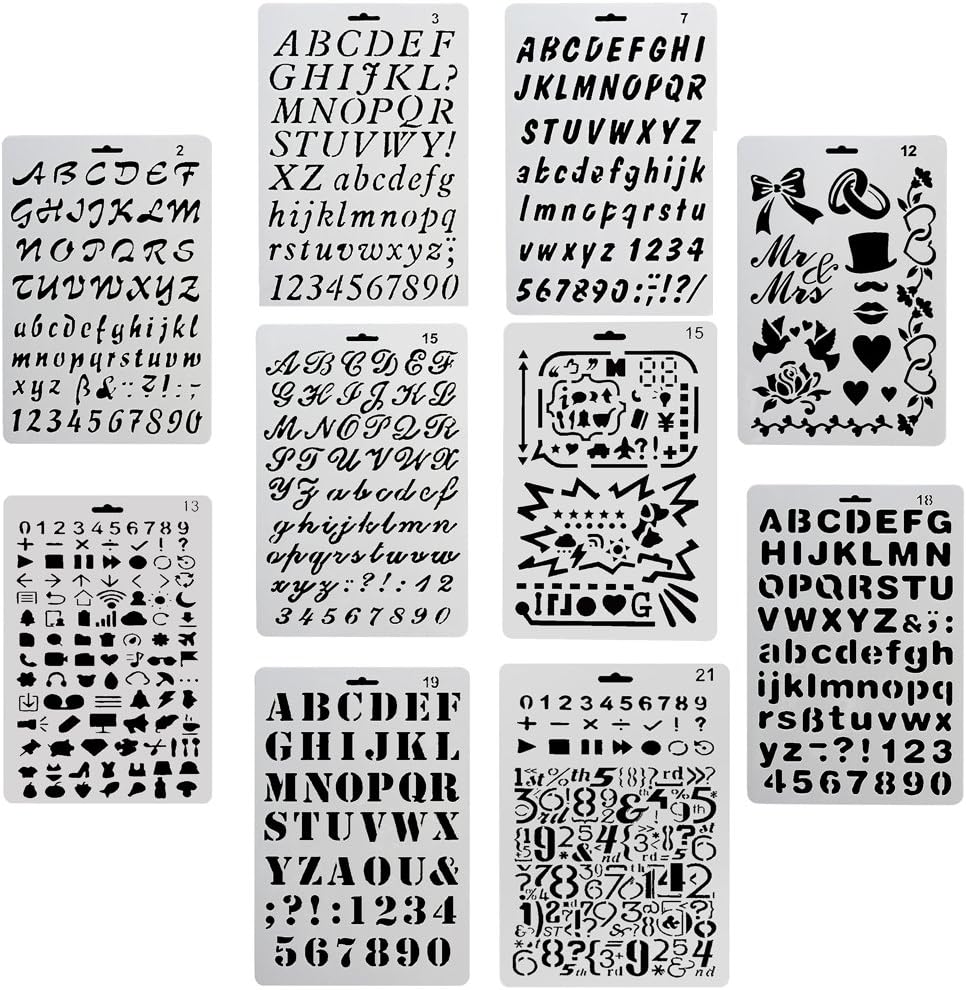 GOGOMAX 10 Pieces Plastic Bullet Journal Stencil Template for Journaling, Scrapbooking, Drawing and Art Projects