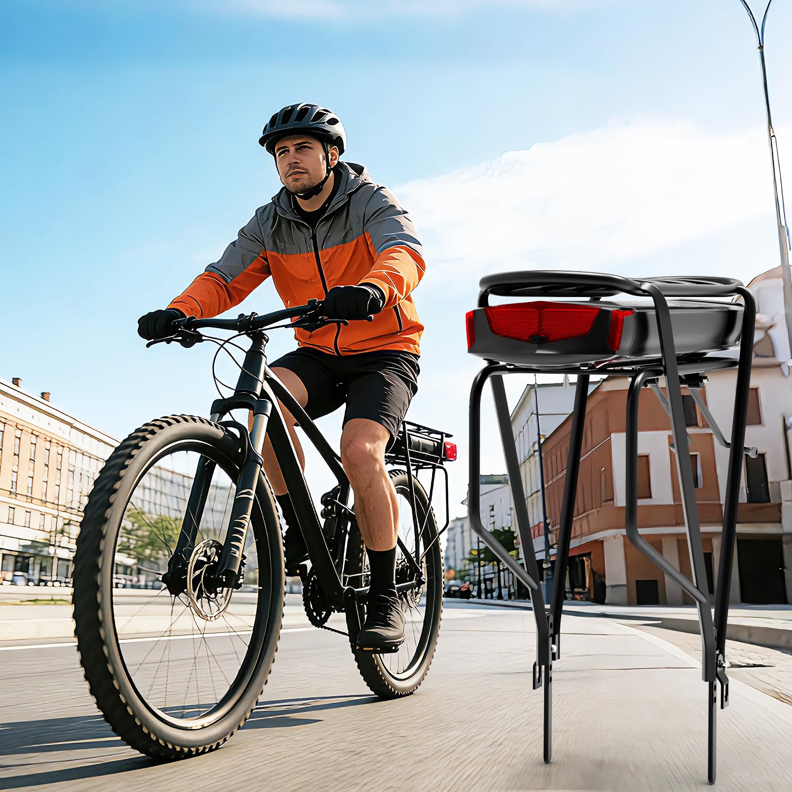 Batteria per bici elettrica con fanale posteriore - Batteria per bici elettrica con portapacchi pper motori elettrici da 250 W, 500 W, 750 W e 1000 W