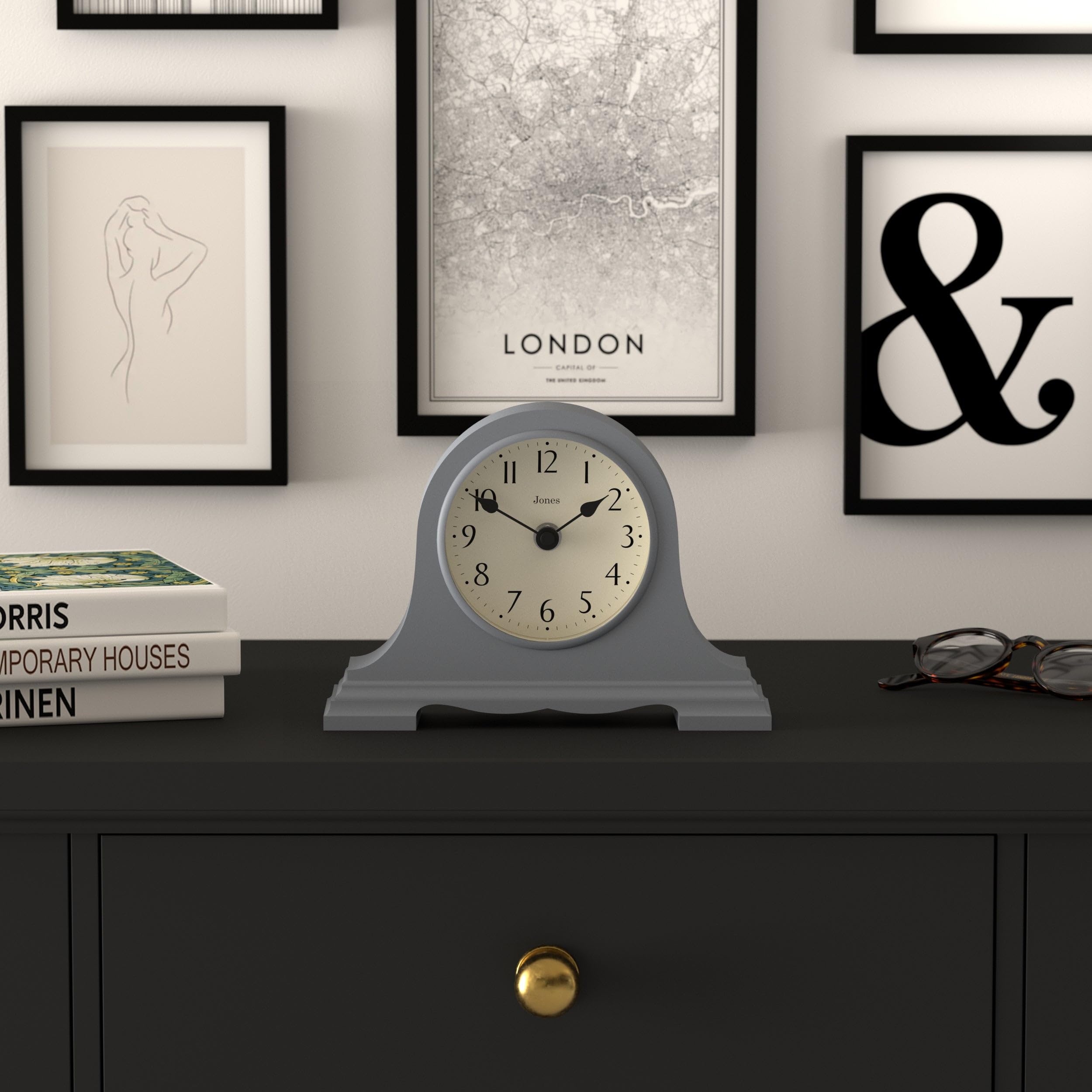 Jones Clocks® Speakeasy small mantel clock, French Navy, 15.5 x 22 x 6 cm / 6 x 8.5 x 2.5 in - Image 3