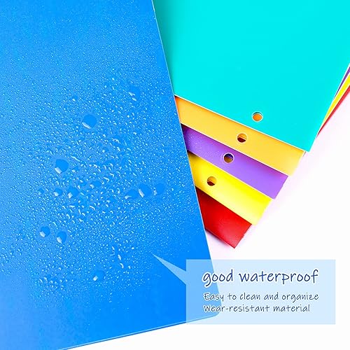 Miniatura 4 de Feosky Carpetas con bolsillos 6 colores surtidos de plástico con dos bolsillos carpetas de archivos carpetas de 2 bolsillos y 3 agujeros para la