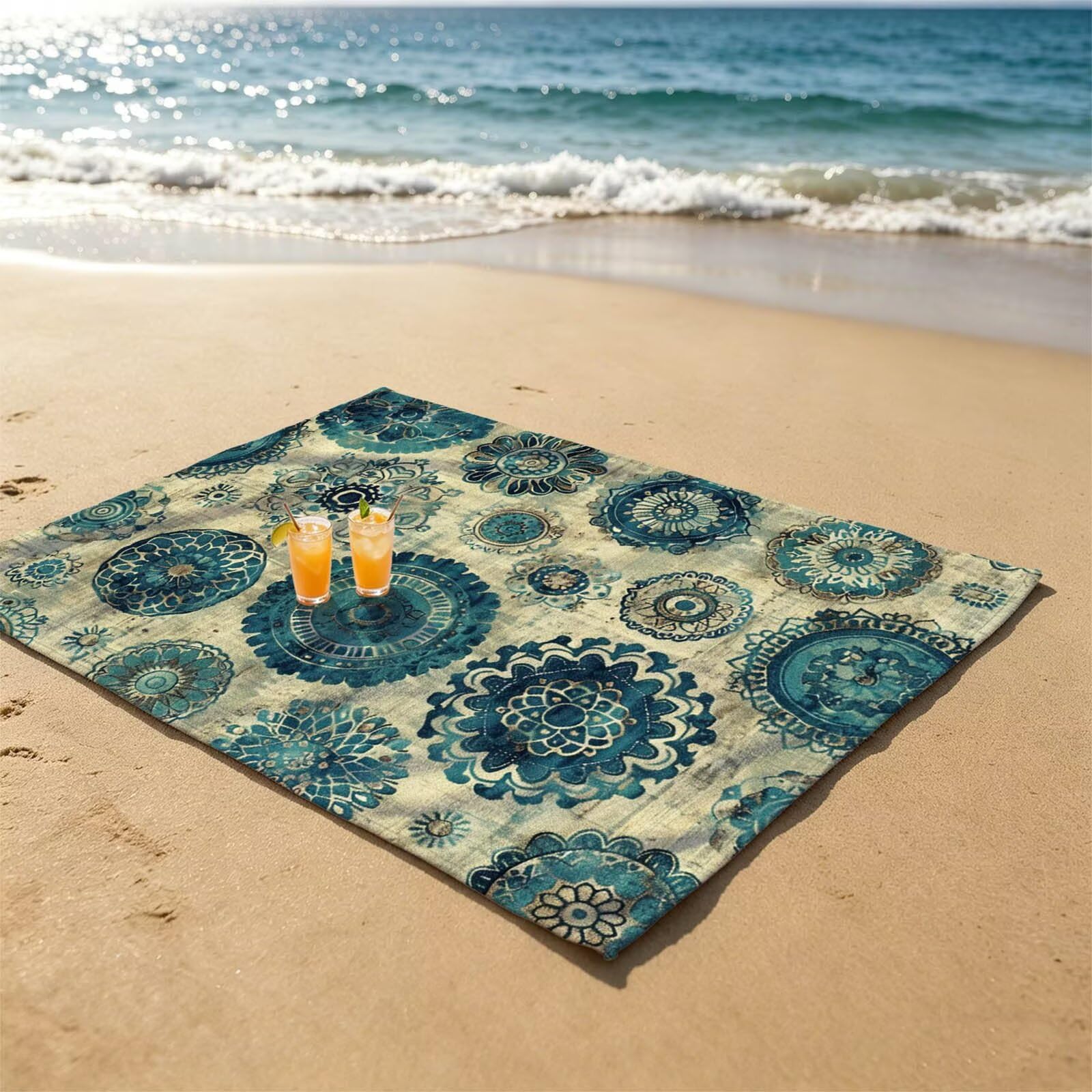 Redondo Toalla Playa 160x220 Resistente a la Arena Secado rápido Ligero, Toalla Playa Grande 220 x 160cm Suave Cómodo como Gym Yoga Sauna Toallas Baño Grandes Travel Essentials Sencillez XTLS-0521