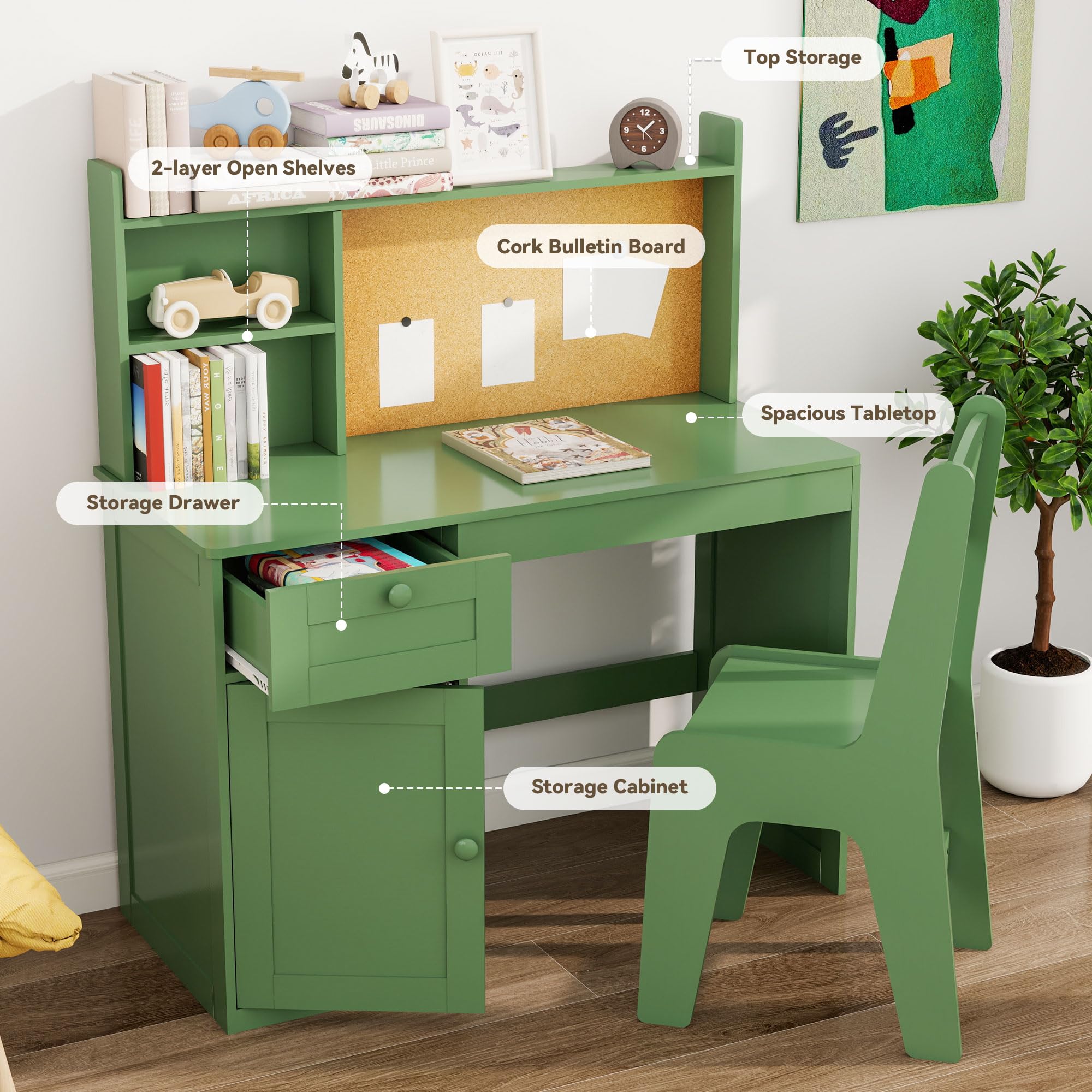Amazon.com: FTZxHKLX Kids Study Desk with Chair, Children Wooden