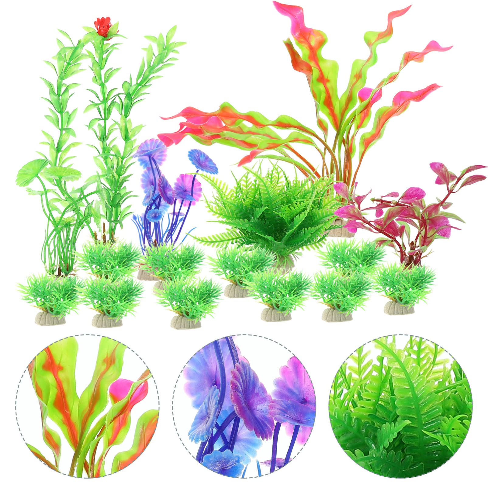Sosoport 3 Ensembles Aménagement Paysager D'aquarium Réservoirs Bocal À Poisson Étang Décoration Terrarium Décoration Aquarium Plantes D'aquarium Décors D'aquarium Plastique 16 Pièces * 3