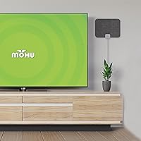 Vista 2 de Mohu Leaf Stitch Amplified - Antena de TV plana para interiores, alcance de 60 millas, amplificador Jolt Switch Amp, UHF VHF, multidireccional, 4K