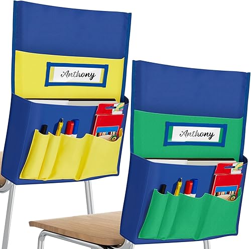 Organizador de respaldo para silla de escritorio, 2 unidades, con 5 bolsillos, bolsillos para sillas de estudiantes, para aulas, asiento escolar,