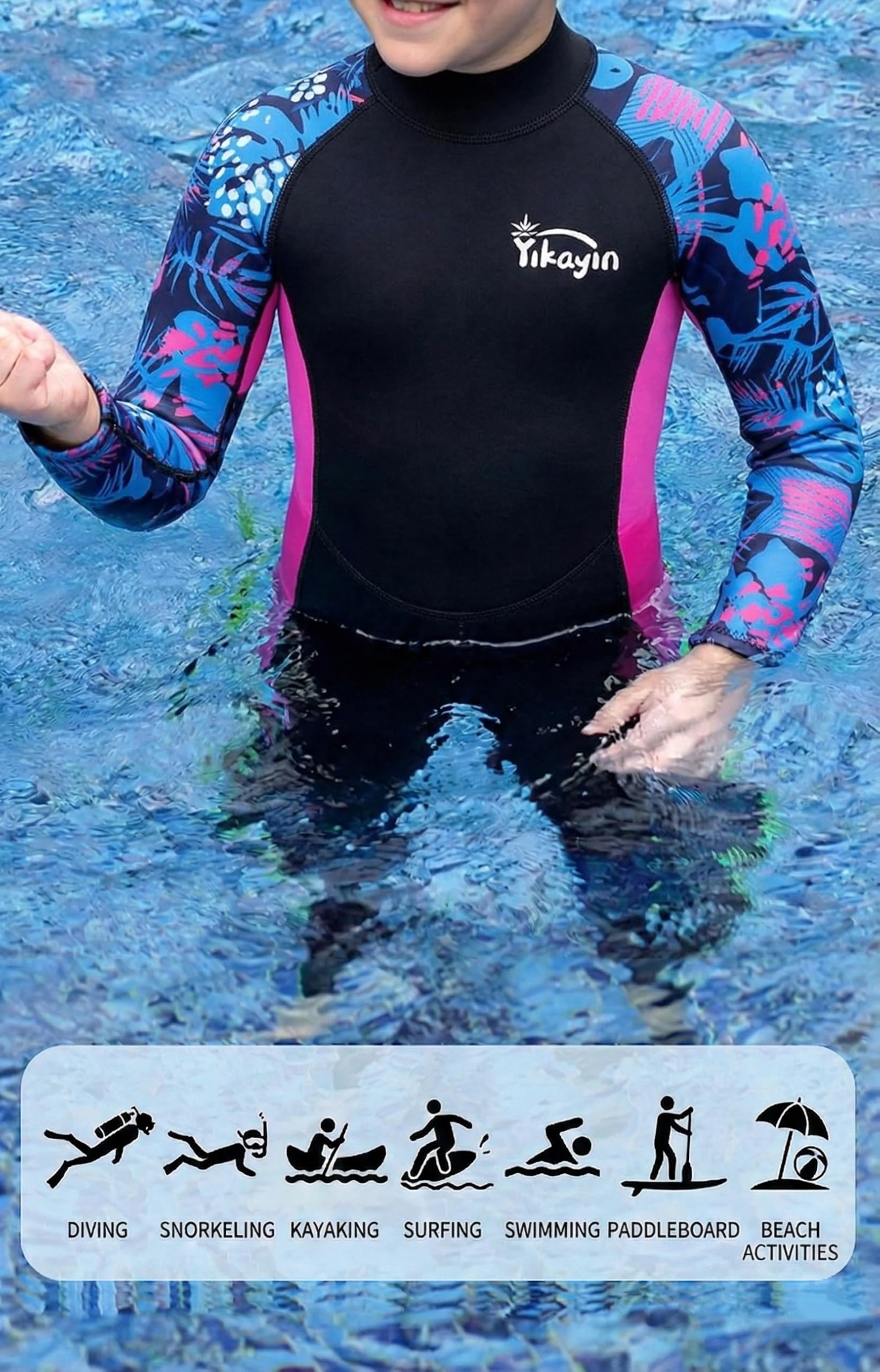Traje de Neopreno para Niñas, 2.5mm Traje de Baño Térmico de Neopreno, Neopreno Traje de Buceo Engrosado de Manga Larga para Nadar, Bucear, Hacer Snorkel, Surf, Sup