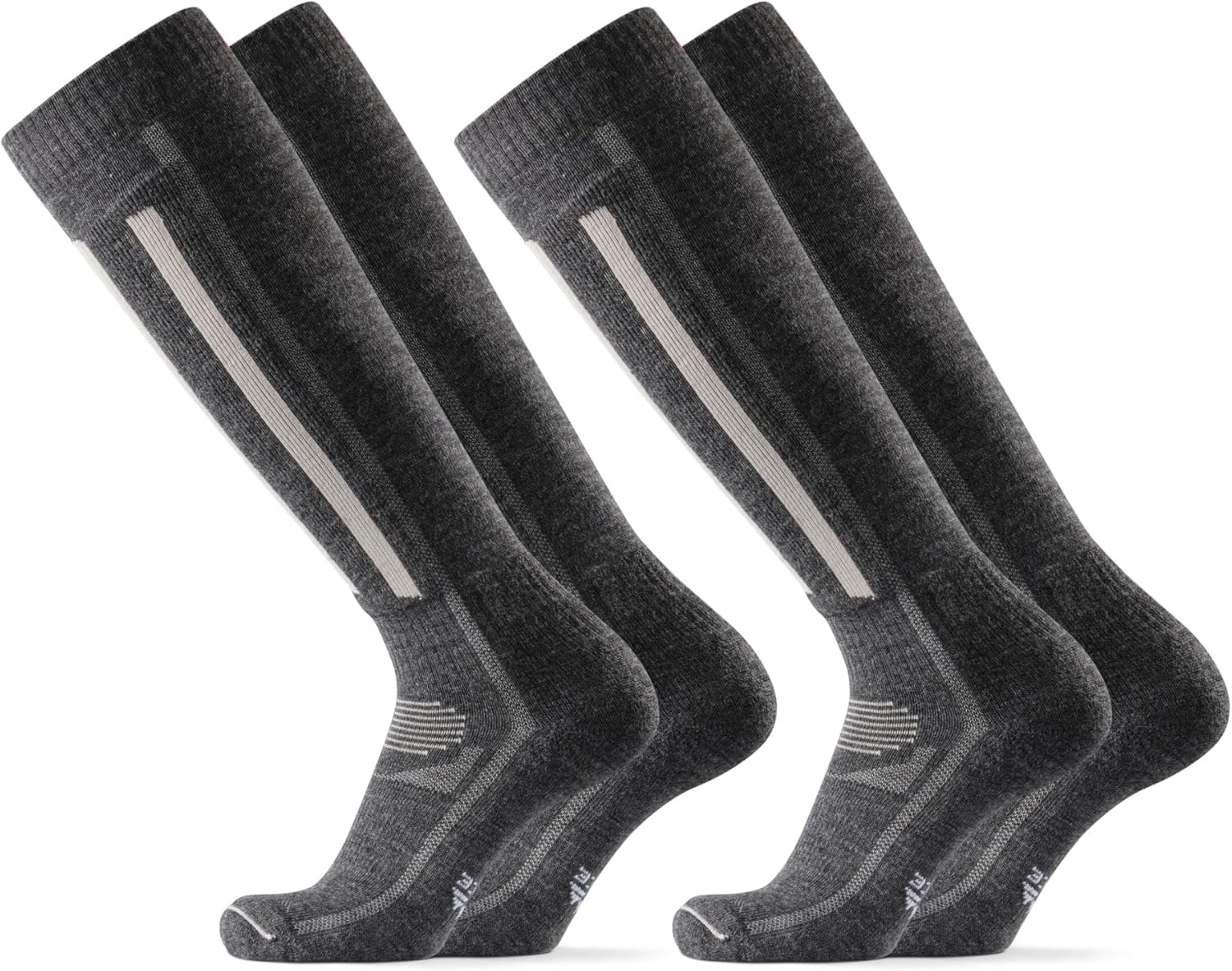 DANISH ENDURANCE Merino Wool Thermal Ski Socks, Shin Padding, Warm, for Men & Women 1 & 2Pack