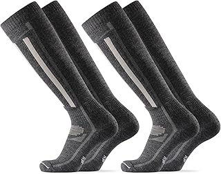 DANISH ENDURANCE Merino Wool Thermal Ski Socks, Shin Padding, Warm, for Men & Women 1 & 2Pack