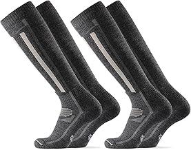DANISH ENDURANCE Merino Wool Thermal Ski Socks, Shin Padding, Warm, for Men & Women 1 Pack