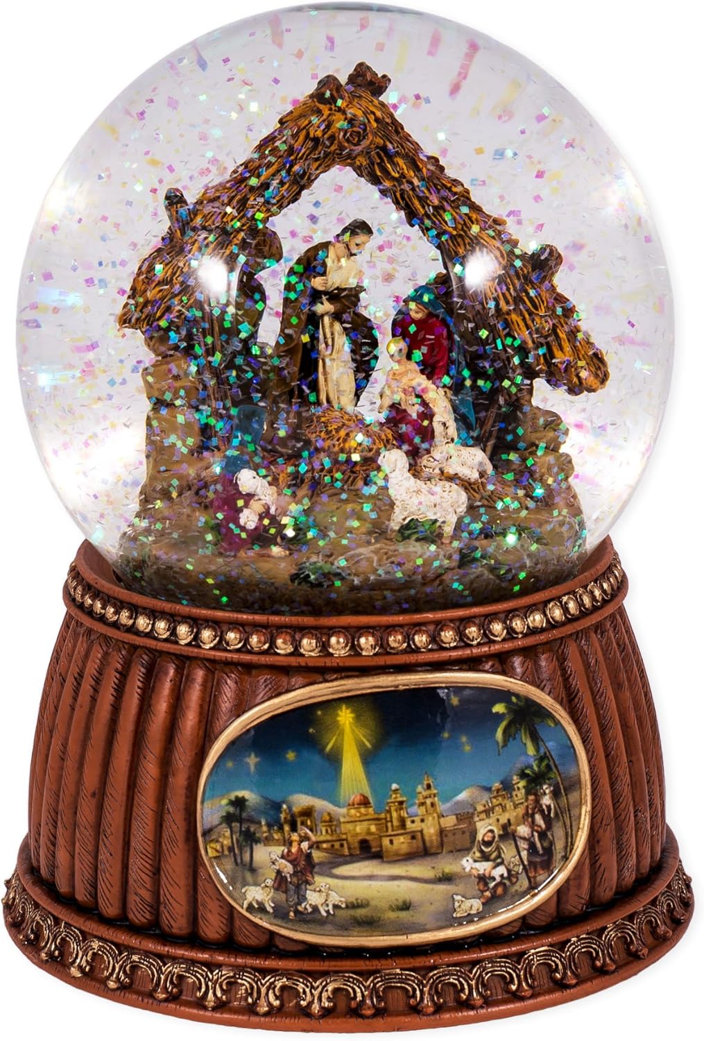 Roman Christmas Nativity 100MM Musical Snow Globe Glitterdome - Plays Tune O'Holy Night