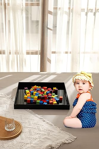 Miniatura 7 de Bandeja acrílica tamaño King con asa incrustada, no es necesario montar, para cama, otomana, mesa auxiliar, desayuno, té, alimentos, mayordomo,