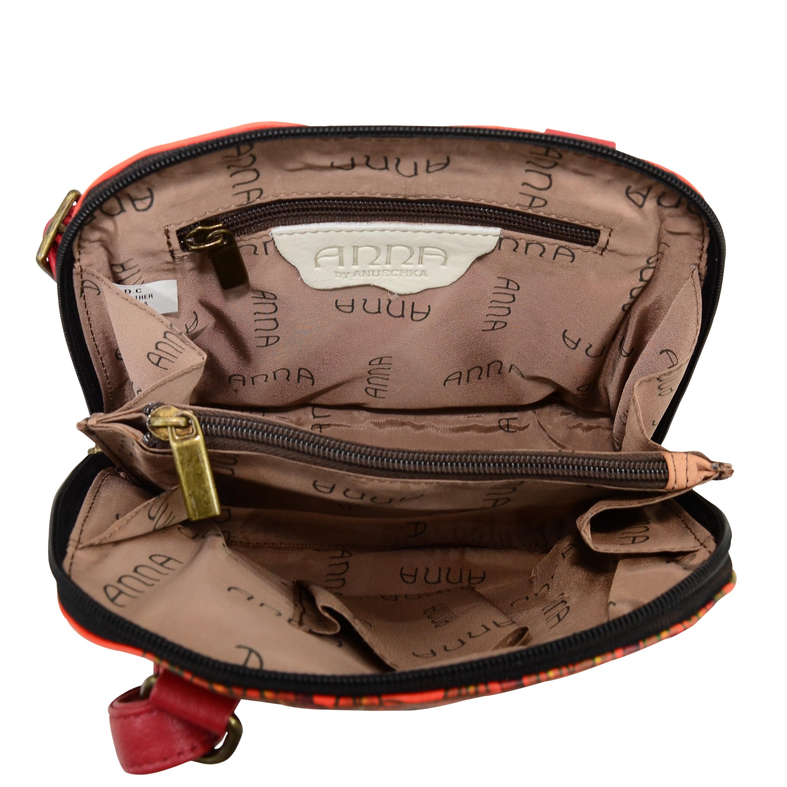 Anna by Anuschka Kleine Damen-Handtasche aus echtem Leder mit Reißverschluss | Organizer mit mehreren Fächern