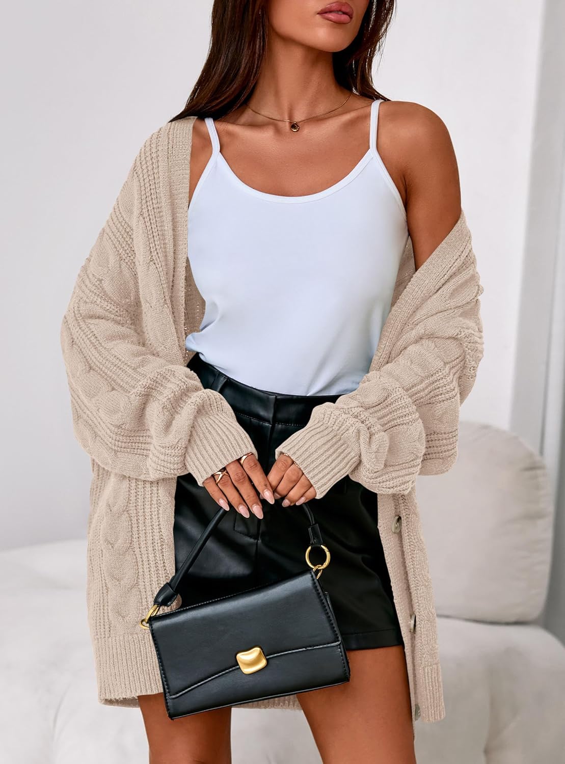 PRETTYGARDEN Womens Chunky Cardigan Sweaters 2025 Fall Oversized Cable Knit Long Sleeve Open Front Cardigans Winter Clothing - Image 8