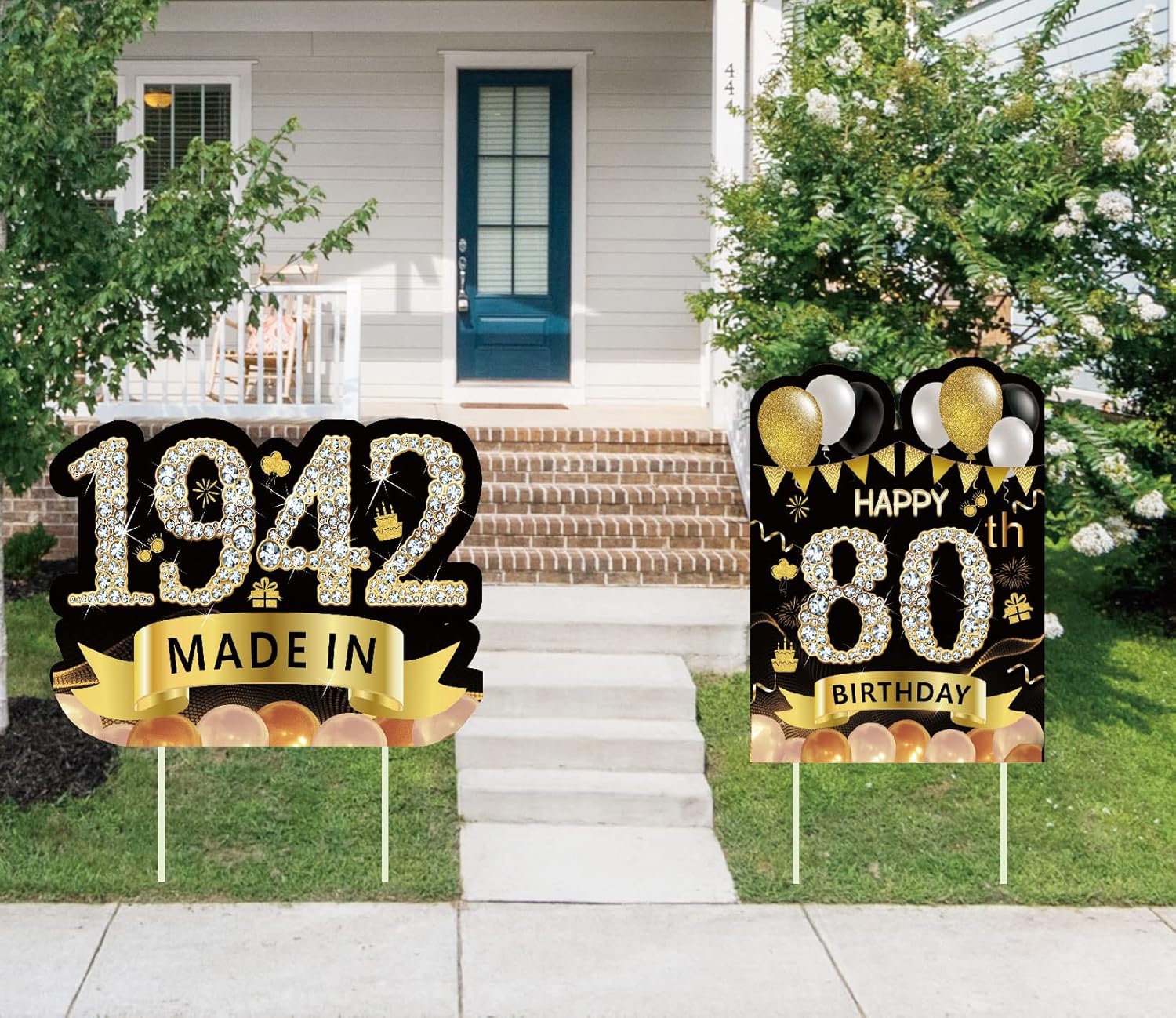 Buy 2Pcs 16 Large Happy 80th Birthday Party Yard Sign Decorations for