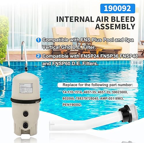 Miniatura 3 de 190092 Reemplazo del conjunto de purga de aire interno para filtro D.E. de piscina y spa FNS Plus, para rejilla vertical FNSP24/36/48/60, reemplazo