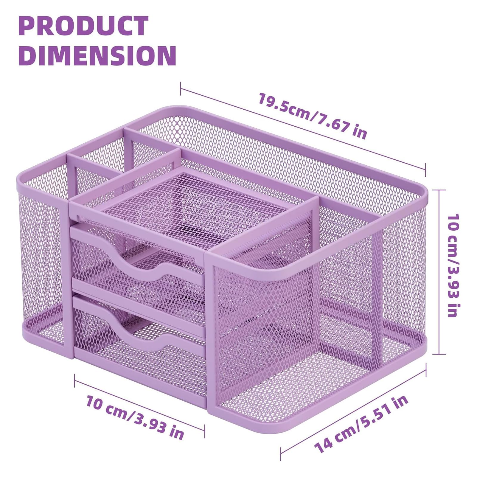 Marbrasse Organizer Scrivania,Portapenne Scrivania a Rete Vassoio Portacarte 3 Scomparti con Maniglia Organizzatore Scrivania, Portapenne Scrivania per File A4, Portapenne per Casa Ufficio (Viola)