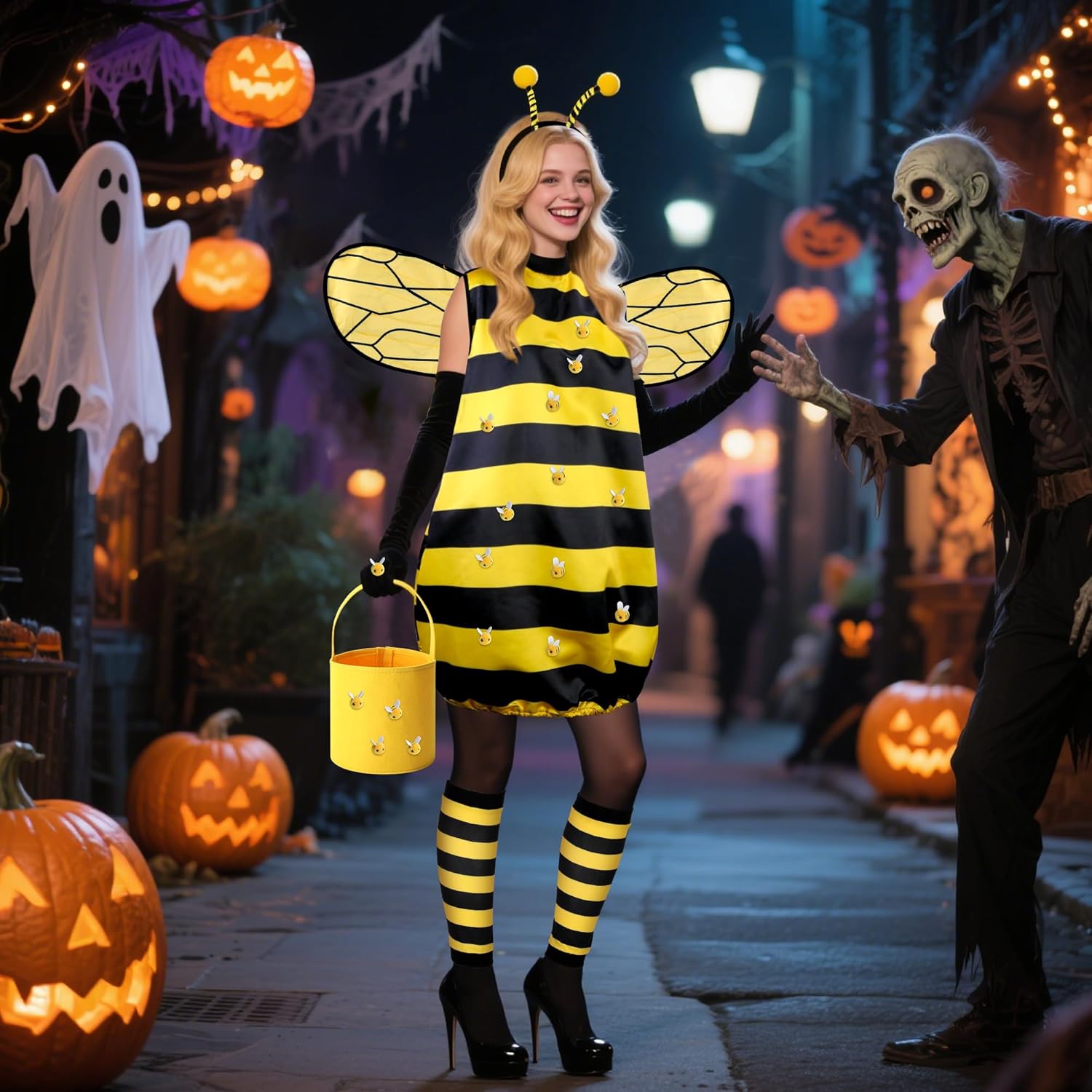 DECOHS Halloween Queen Bee and Beekeeper Costume, Halloween Cosplay Bees Beekeeping Suit Outfit for Halloween Party Dress Up - Image 7