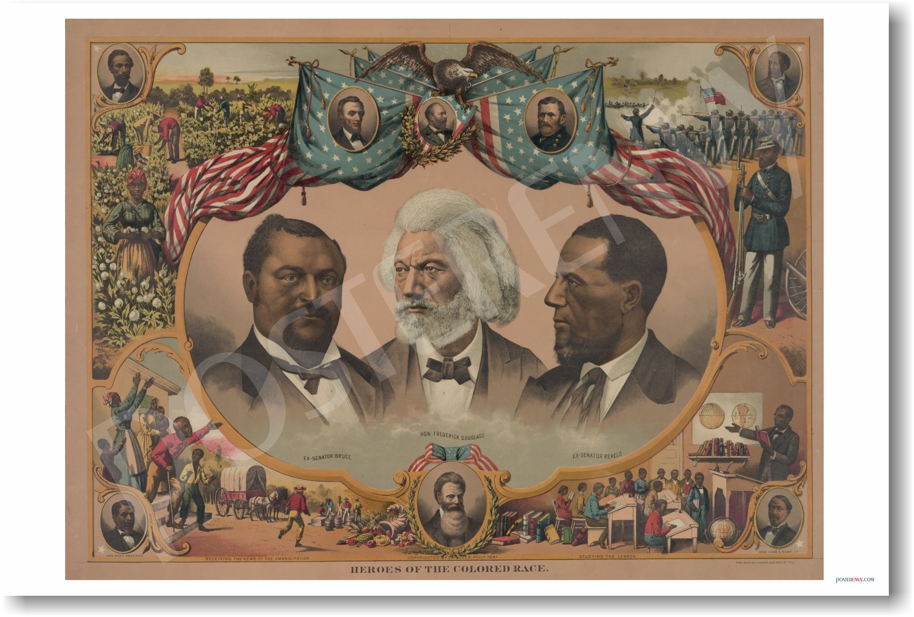 American History: African American Heros Poster - Reproduction Classroom Poster