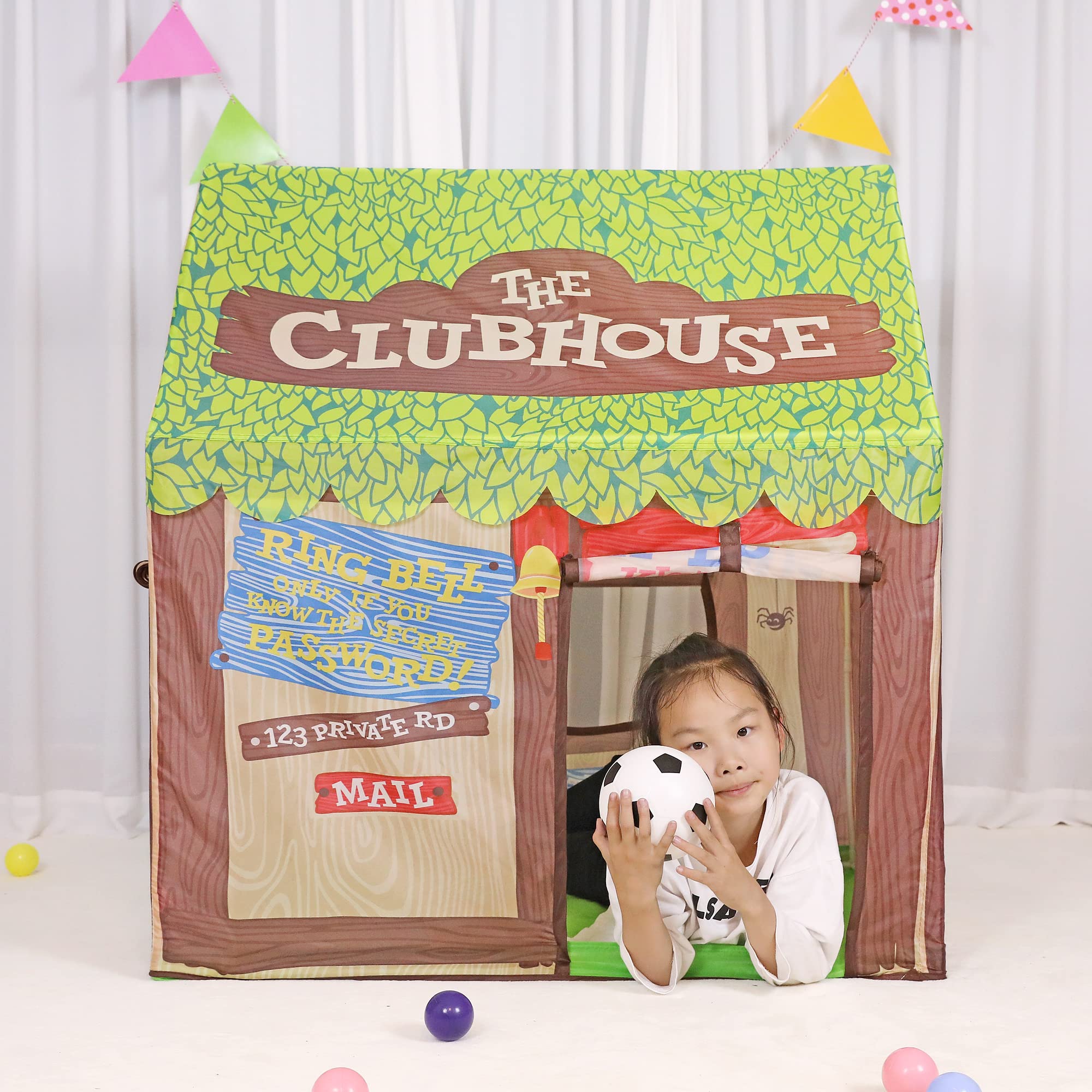 LimitlessFunN Clubhouse Kids Play Tent | Includes Star Lights & Carrying Case |, Children Indoor Large Playhouse for Boys, Toddlers, 28